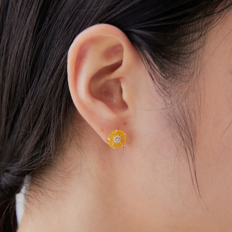 

OR D`OR Natural Stone Topaz Flower Earrings baby pink