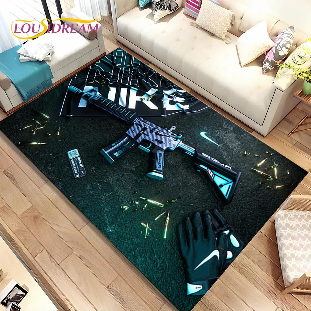 3D Assault Rifle Pistol Gun CS M4 AK USP Game Area Rug,Carpet for Home Living Room Bedroom Sofa Doormat Decor,Non-slip Floor Mat