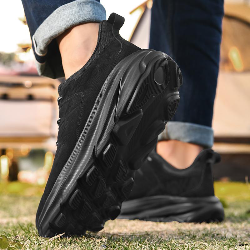 Nubuck Leather Anti-Skid Running Shoes for Men, Casual Footwear, Gym Shoes, Sports Footwear, Jogging, Walking, Tennis