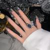 Spring Trend Rhinestone Butterfly Open Ring - Exaggerated European/American Style, Super Shiny, Trendy Forest Look