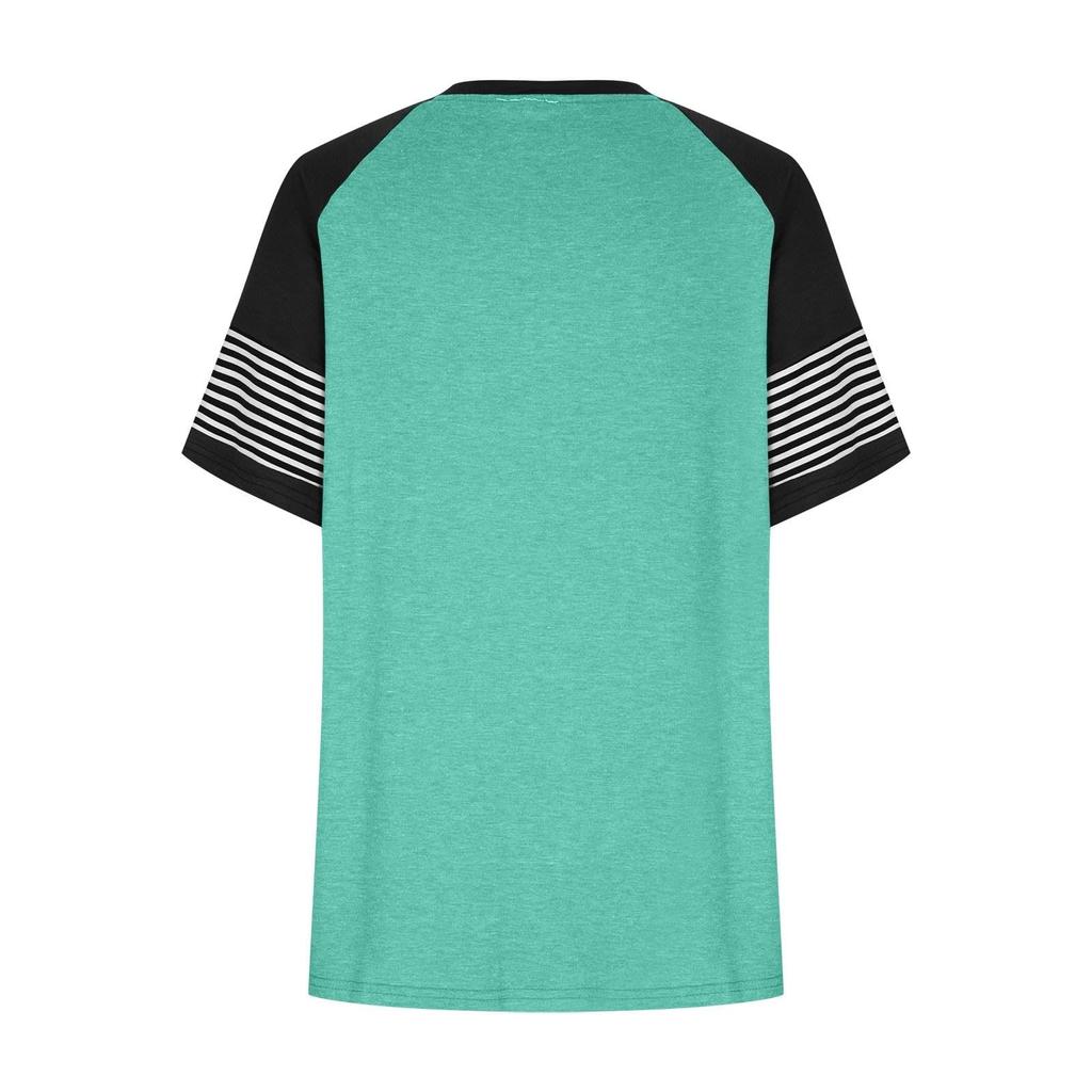 Casual Women's Patchwork Gradient Short Sleeved Casual T-shirt