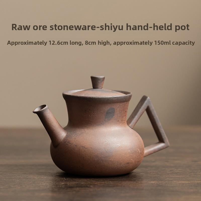 Original Mineral Rough Ceramic Teapot Handmade Wabi Sabi Style Old Rock Mud Chinese Retro Unglazed Single Pot Kung Fu Tea Set