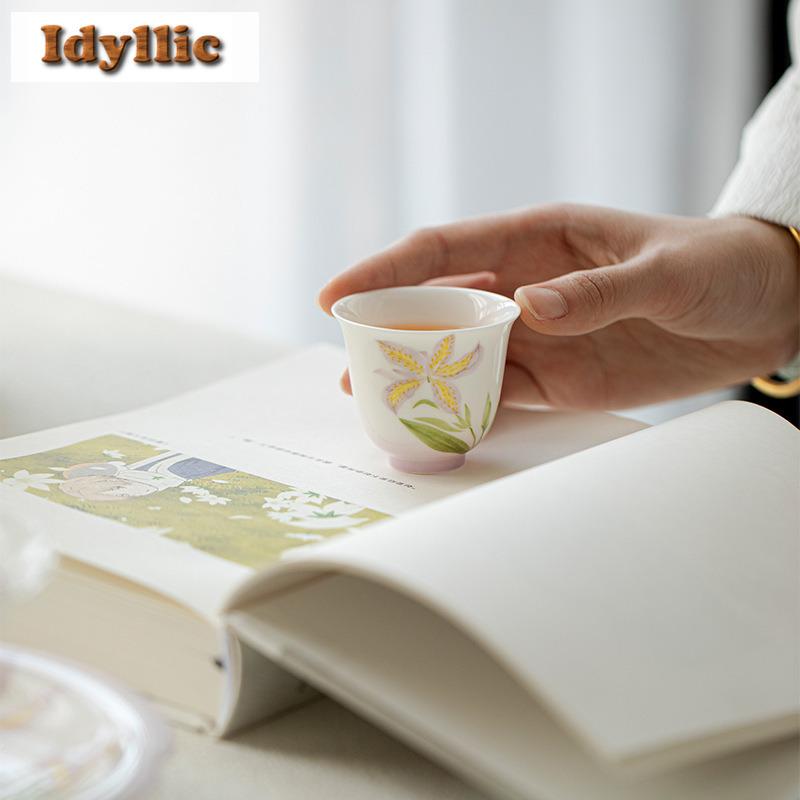 2pc/lot Hand-painted Purple Smoke Iris Jade Mud Teacup Boutique Tea Bowl Mug Tea-tasting Smelling Cup Jianzhan Master Cups 55ml