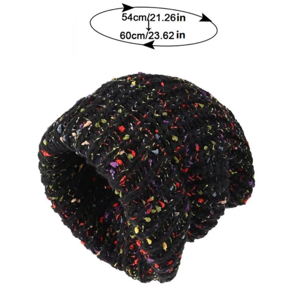 Keep Warm Beanie Hat Mixed Color Ear Protection Hat Trendy Knitted Hat  for Autumn & Winter