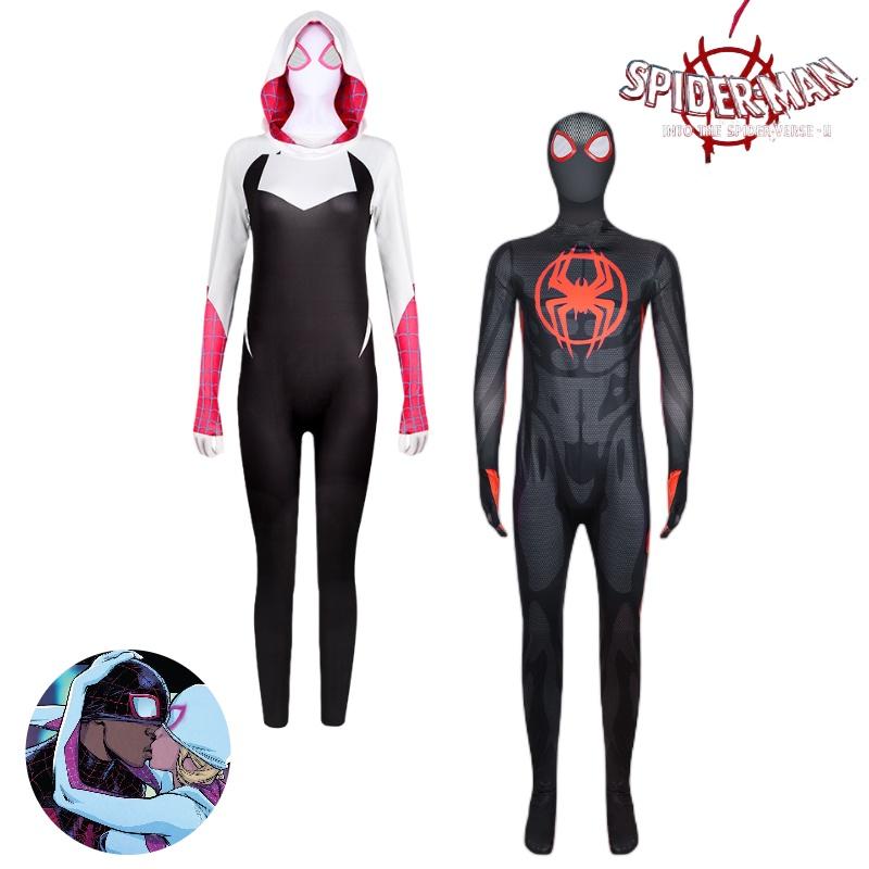 2023 Spider-man Miles Gwen Cosplay Costume Women's Spider-man Jumpsuit Milk Silk Fabric