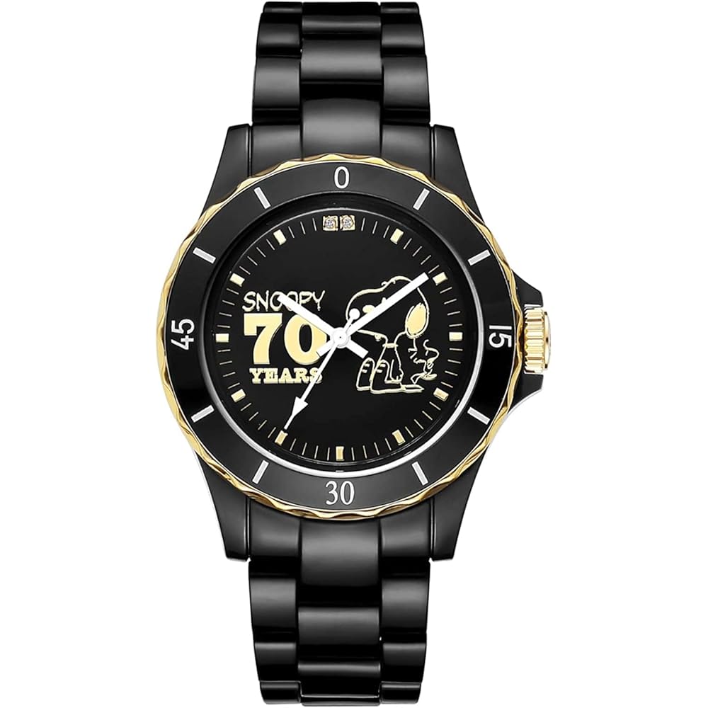 Snoopy 70th Anniversary World Diamond Hybrid Ceramic Watch Black