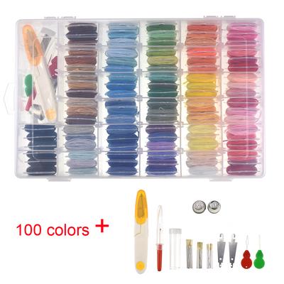 100 Farben Rainbow Floss Spulen und Sticktwist mit Organizer-Aufbewahrungsbox