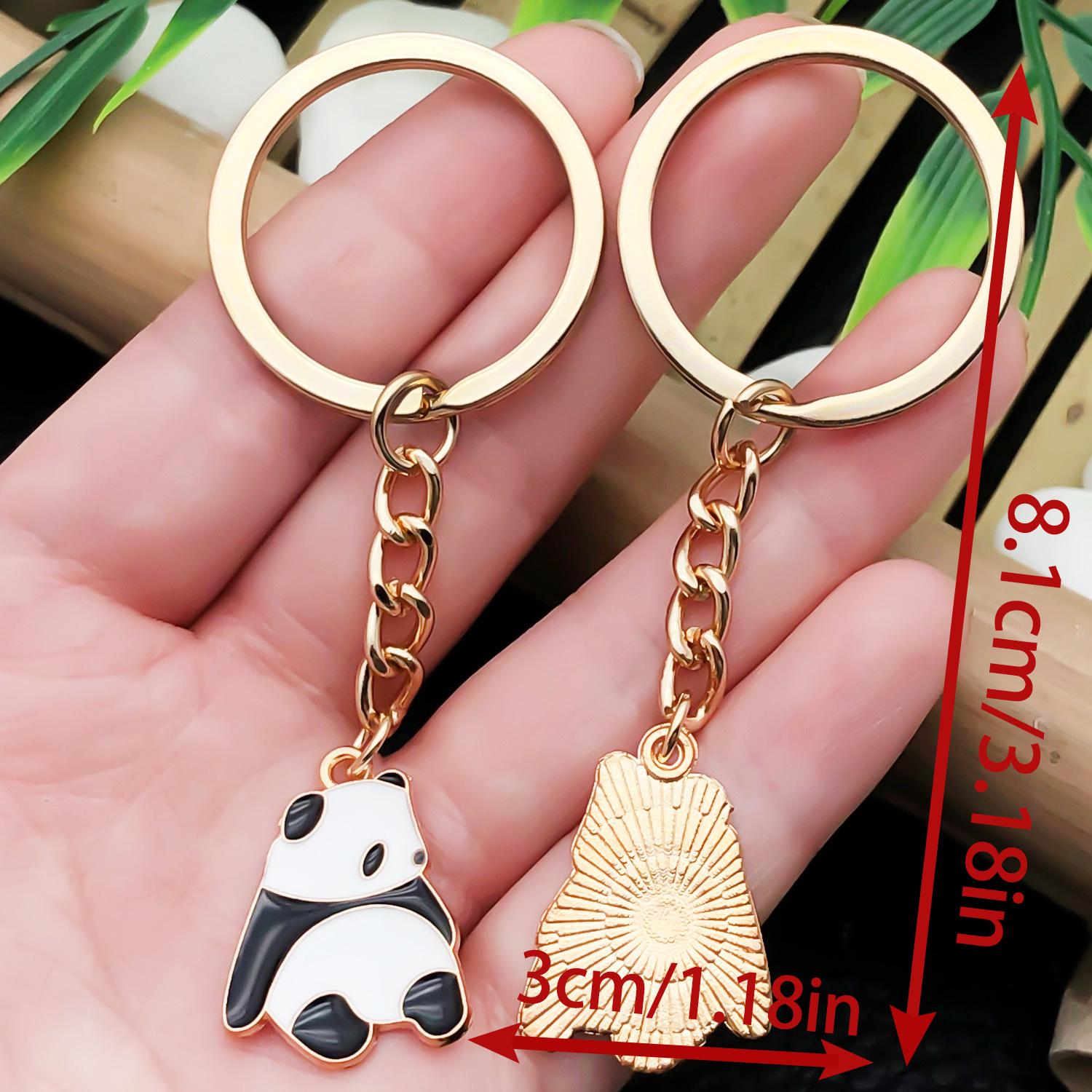 Chinese Creative Panda Keychain: Handmade Fruit-Eating Design, Chengdu Souvenir for Students and Tourists