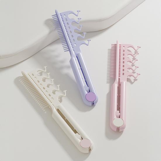 2-In-1 Hair Comb with Long Handle V-shaped Fluffy Hair Comb Anti-static Thin Thick Curly Long Hair Comb Women Hair Styling Detangling Comb