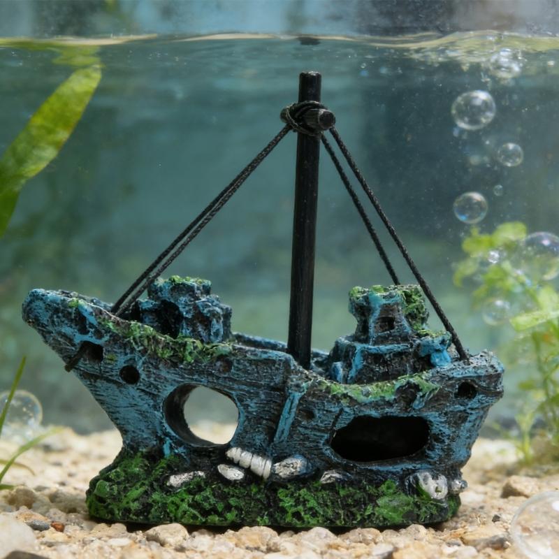 Handcrafted Fish Tanks Ornament Miniature Wrecked Ship Artificial Boats Aquariums Decoration for Underwater Sceneries