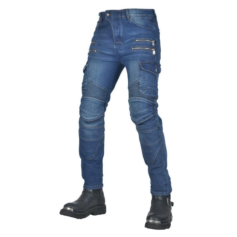Mens Motorcycle Riding Jeans With 4 Zippers Kevlar Reinforced Abrasion Resistant Biker Pants