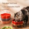 Ceramic Anti-Choke Cat & Small Dog Slow Feeder Bowl with Wooden Stand, Prevents Black Chin & Protects Neck.