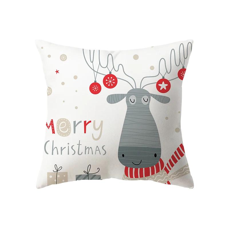 Merry Christmas Cute Santa Claus Snowman Print Pattern Cushion Cover Home Living Room Sofa Decoration Pillow