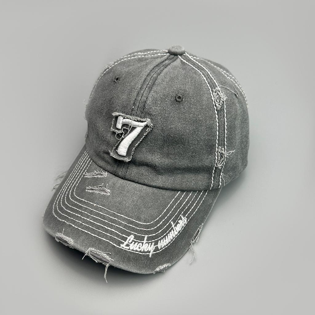 Cappellino da Baseball Ricamato 7 Lettere Ripped Wind Cool Tide di Nicchia per Uomo e Donna Parasole Cappellino da Strada