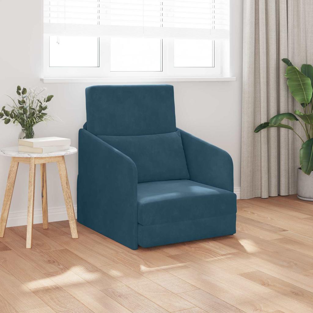 Blue Sleeper Sofa 25.6 x 31.5 x 32.7 in Velvet