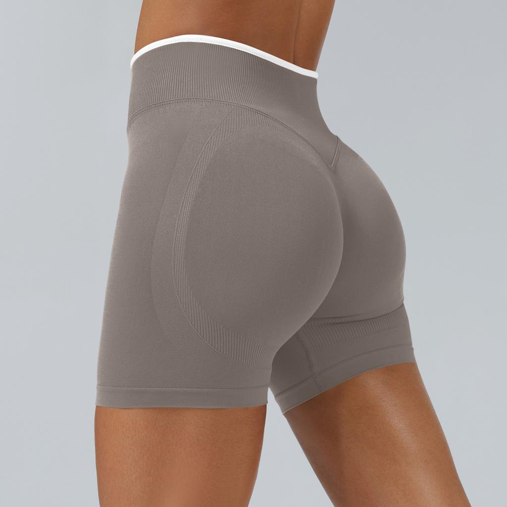 Women's Casual Hip,lifting Seamless Color Block Yoga Fitted Sports Shorts
