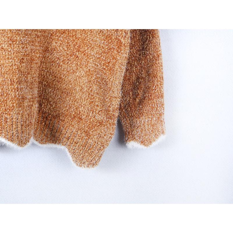 Pulover cu decolteu în V, Pulover cu material cald și moale, Pulover drăguț, Tricou de bază tricotat multicolor, Top casual cu mâneci lungi pentru femei, Toamnă Iarnă