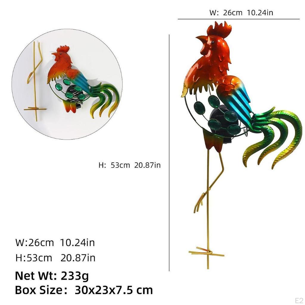 Garden Stake Lights Metal Statue Landscape Light Easy to Use Chicken Ornament Animal Sculpture for