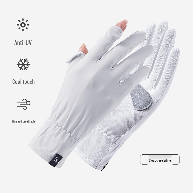 

Женские сенсорные анти-УФ велосипедные перчатки из ледяного шелка, полнопалые с нескользящим откидным дизайном для защиты от летнего солнца. One Size