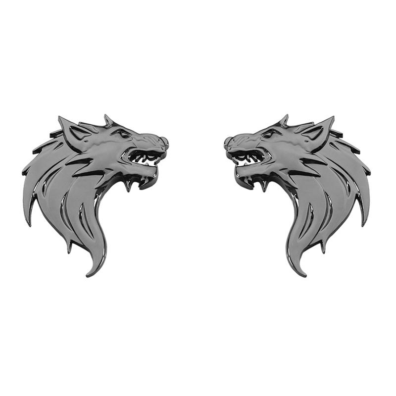 2pcs Wolf Totem Badge Car Personality Wolf Head Metal Car Sticker Modified Car Logo Wolf Head Sticker Metal Wolf Logo