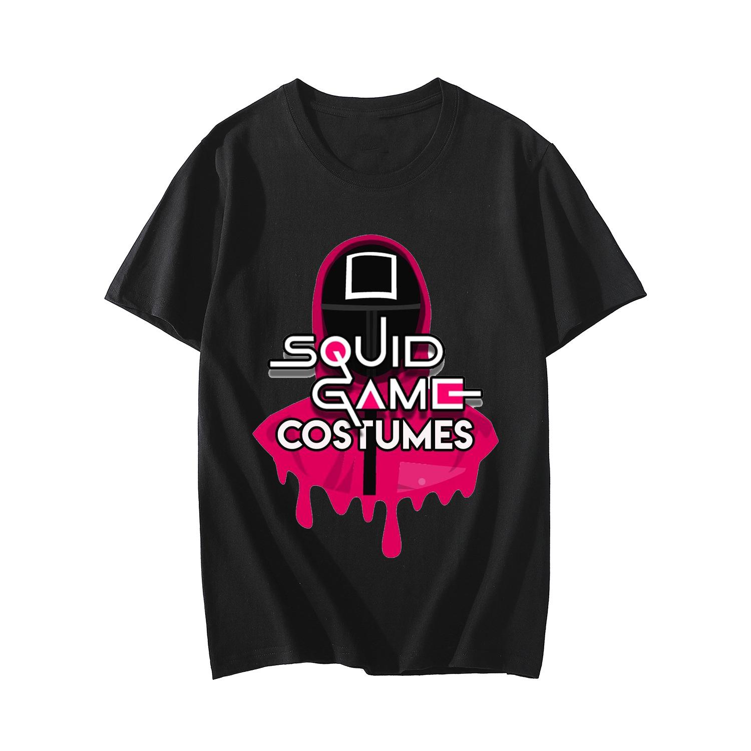 

Футболка Kpop Squid Game Чоловіки Жінки Модні бавовняні футболки Діти Хлопчики Хіп-хоп Топи Трійники Y2k Camiseta Hombre Літні корейські топи для дівчат M чорний