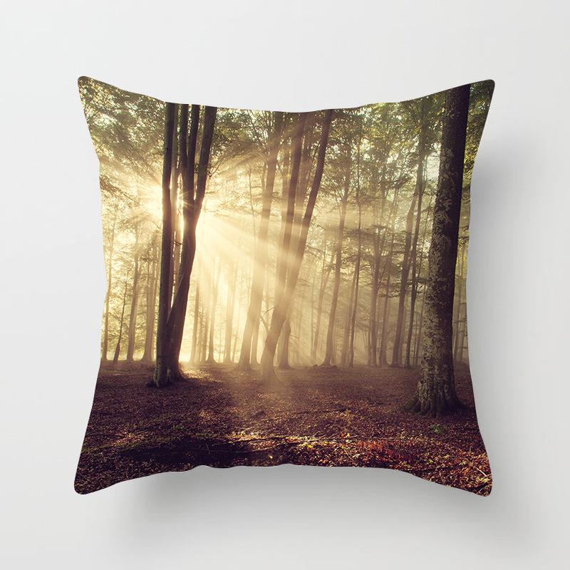 Modern Simple Landscape Car Print Sofa Pillow Cushion Cover Home Soft Furnishings