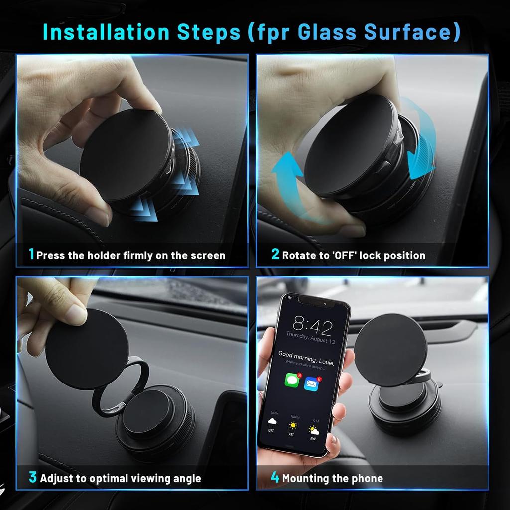 360° Vacuum Magnetic Mobile Phone Holder Car Mount Electric Vacuum Magnetic Holder Foldable Strong Suction Stand Cell Phone