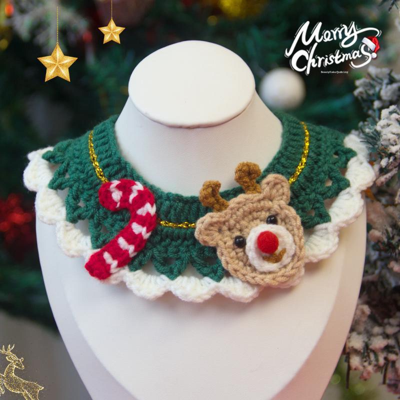 Hand-Knitted Wool Christmas Pet Snood Collar for Cats and Small Dogs