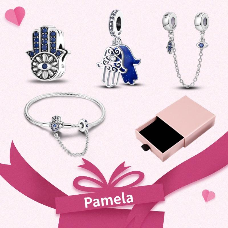 Pink Heart Charm Set 925 Original Silver Charms Bracelet With Gift Box For Women Wedding Anniversary Jewelry Gift 4pcs/lot