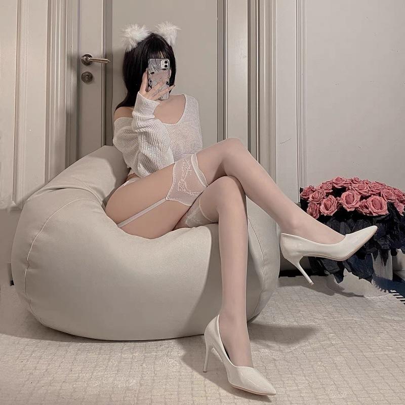 Stockings Ultra-thin Red Edge Suspenders Stockings One-piece Pure Desire Sexy Royal Sister Group Wind Over the Knee Boundless Stockings