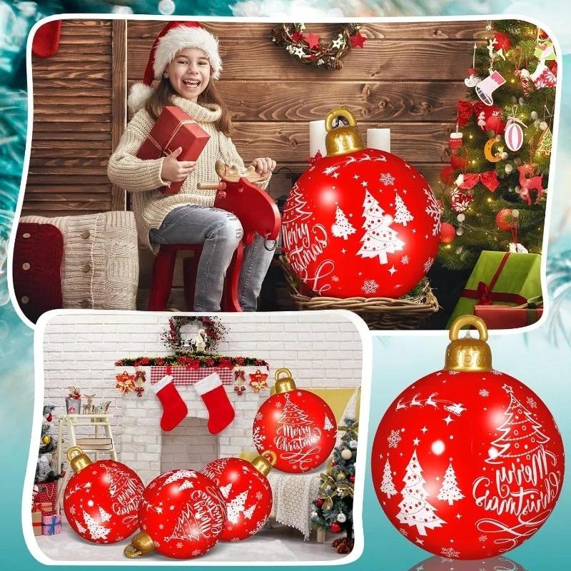 60cm PVC Inflatable Christmas Ball Outdoor Garden Festive Ornament Party Supplies Decorations