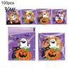 Small Plastic Bags for Treats 100 Pcs Halloween Treat Bags, Self Adhesive Seal Clear Candy Dessert Cute Cartoon Pouches Cookie Trick or Party