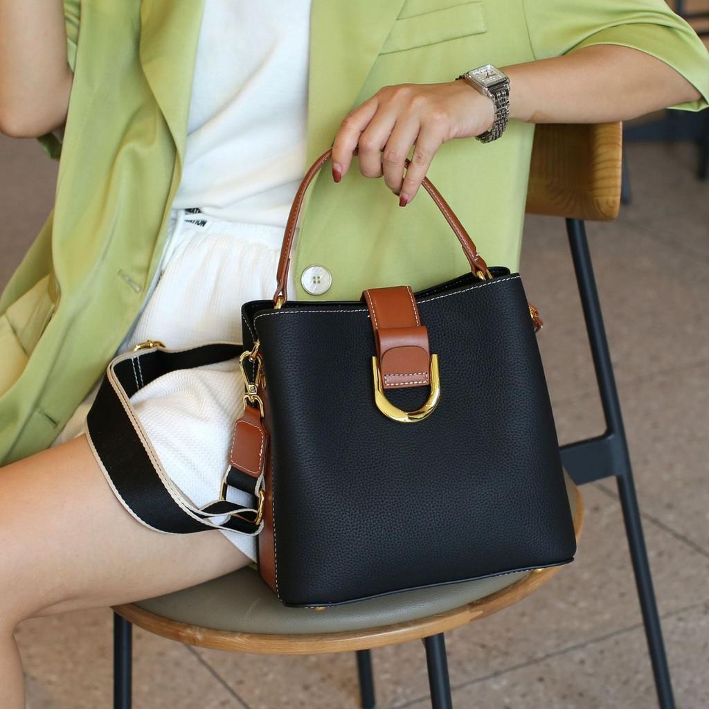 Torby damskie ze skóry bydlęcej, Torby damskie crossbody na jedno ramię, Modne o dużej pojemności, Torby typu bucket z miękkiej skóry o dużej pojemności