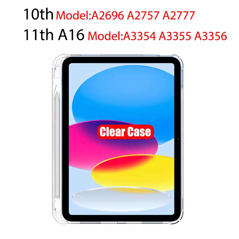 Clear Case For iPad 10th 9th 8th 7th 6th 5th Generation With Pencil Holder Case iPad Air 11 5 4 3 Pro 13 12.9 Mini 6 7 Tpu Cover