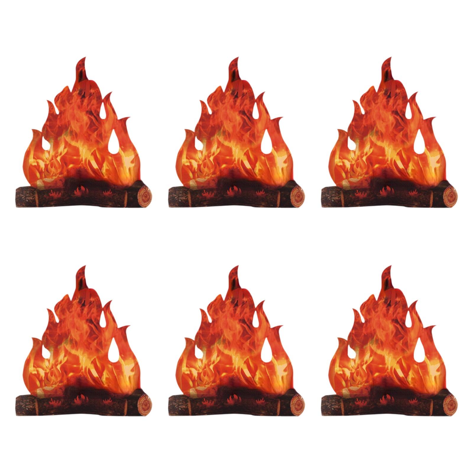 6x 3D Decorative Cardboard Campfires Fake Fires Centerpiece Camping Decor красный