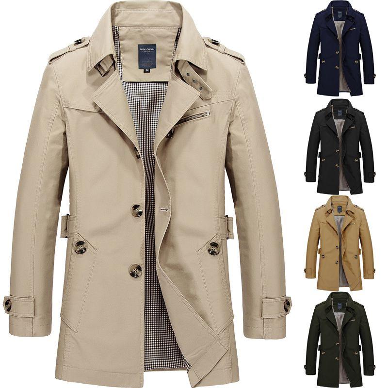 Men's Winter Mid-long Jacket Stylish Casual Overcoat With Lapel Collar And Epaulet Design