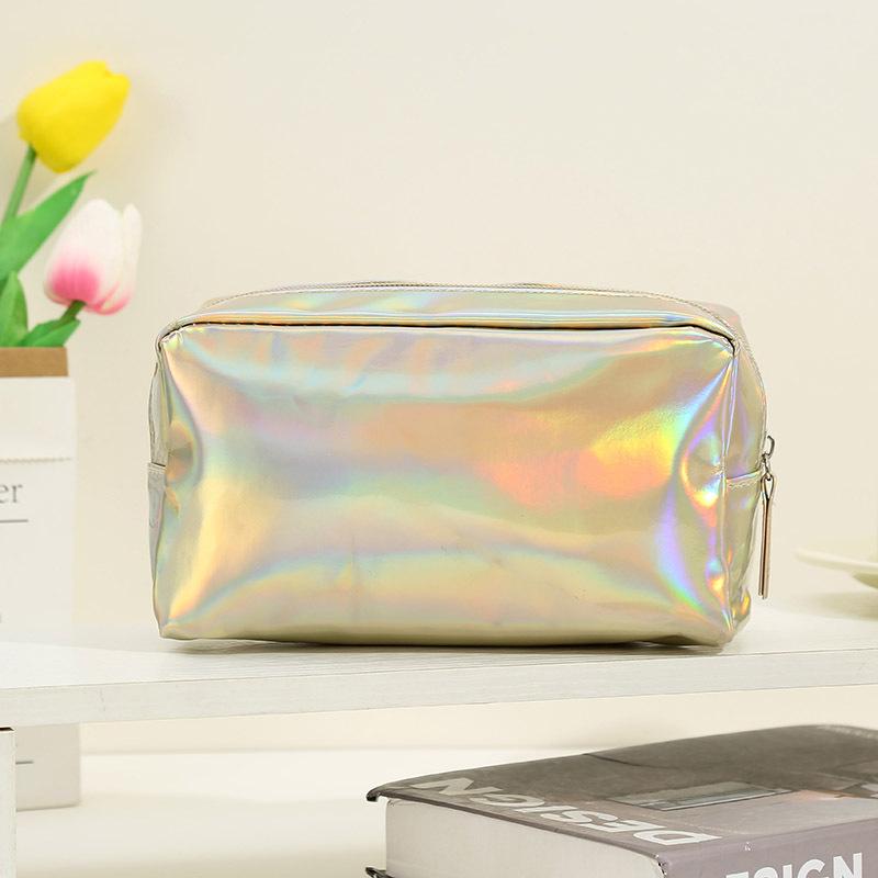 

Solid Color Laser Cosmetic Bag Ins Wind Portable Wash Storage Bag Makeup Gift Bag Makeup Pouch Travel Cosmetic Organizer