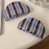 1 Stück Koreanische Version der Neuen Blauen Kaffee-Streifen-Serie Haarklammer Acryl-Clip Retro Mädchen Hinterkopf Haarscheibe Haarklammer