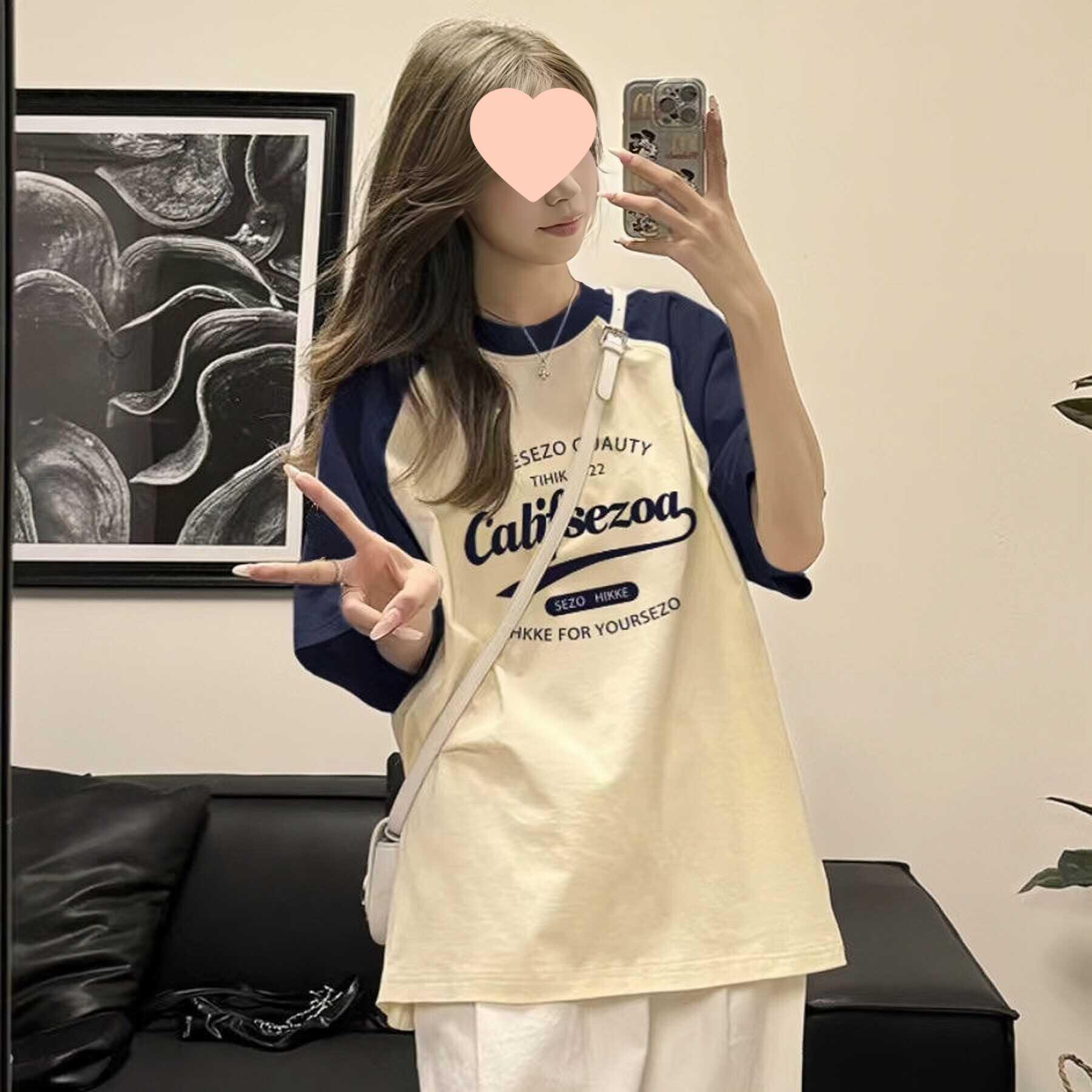 

Women s Summer 2025 Loose Cotton Raglan Tee for Junior High Students