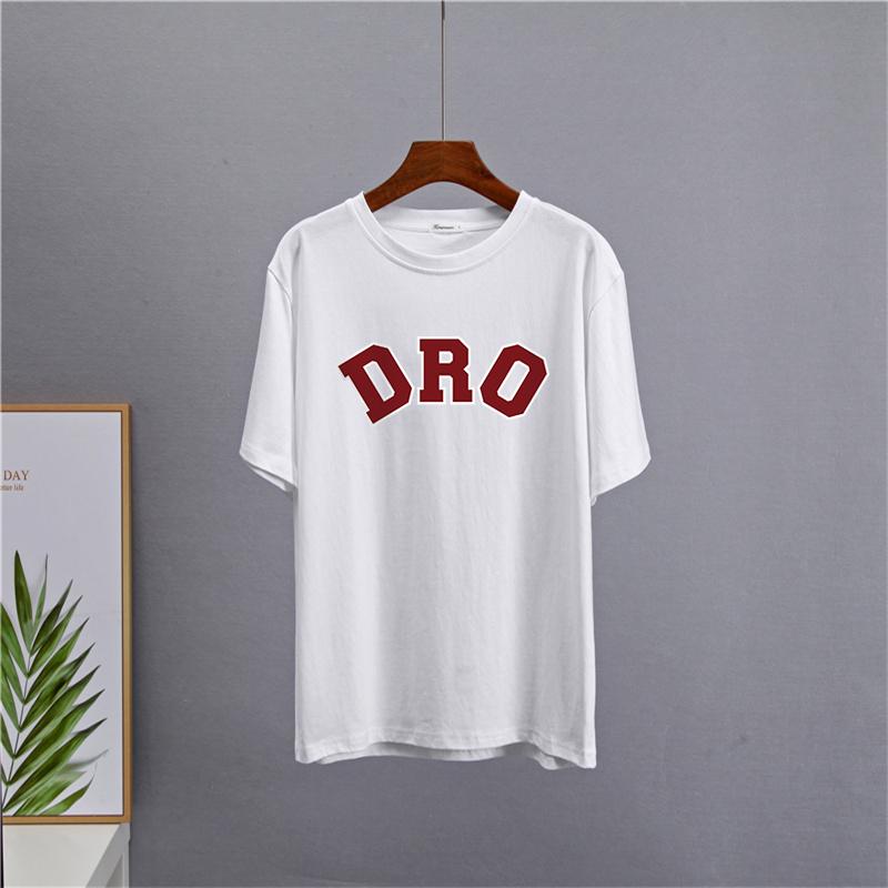 Shellsuning T-shirt da Donna con Stampa Grafica Semplice con Lettere, Estate, Cotone, Maniche Corte, Magliette Casual con Scollo a O, Top Trendy Streetwear