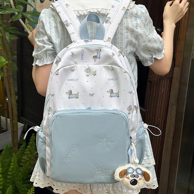 Contrast Color Student Backpack Large Capacity Women's Lightweight Travel Backpack