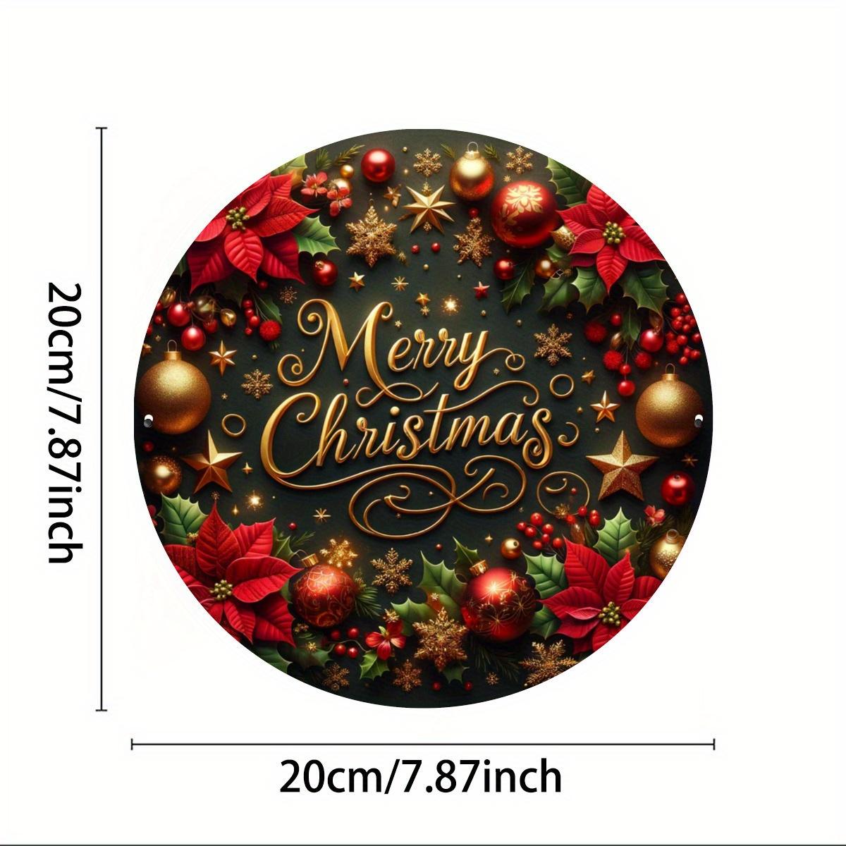 

Уютная металлическая табличка «Рождественский венок» — 8-дюймовый круглый праздничный декор для дома, идеально подходящий для праздничных торжеств чёрный