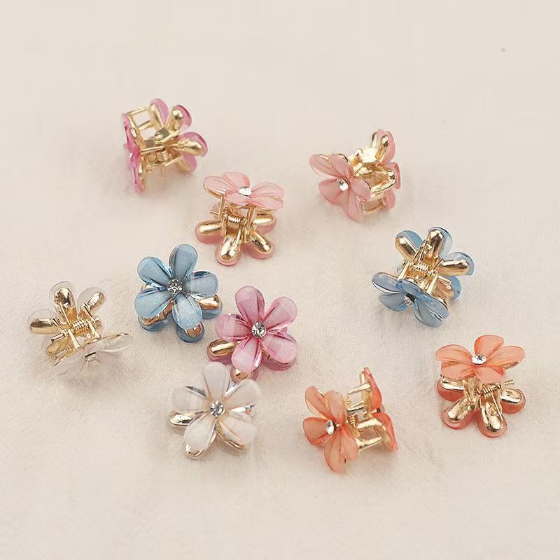 Women Girl Mini Hair Claws Flower Alloy Cute Hairpin Kids Sweet Hair Accessories Spring Clip