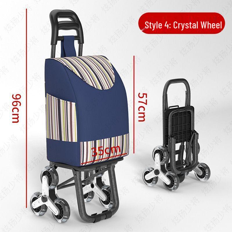 Lightweight Folding Shopping Cart: Portable Trolley for Groceries, Vegetables, and Household Items; Ideal for Elderly Use.