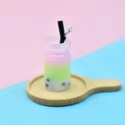 Hot Sale Bulk Stock Resin Jewelry Earring Keychain DIY Accessories Milk Bubble Tea Design Glass Bottle Charm for Souvenir Use