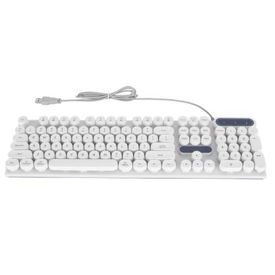 Oyun Klavyesi USB Yuvarlak 104 Tuş Nefes Alan Arkadan Aydınlatmalı Ergonomik Su Geçirmez Kablolu Klavye için