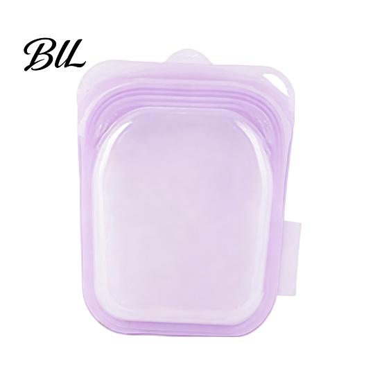 Non-toxic Reusable Bags Silicone Food Storage Leak-Proof Freezer Leak-proof Odor-Proof High-Temperature Resistant Freshness Bag Small фиолетовый