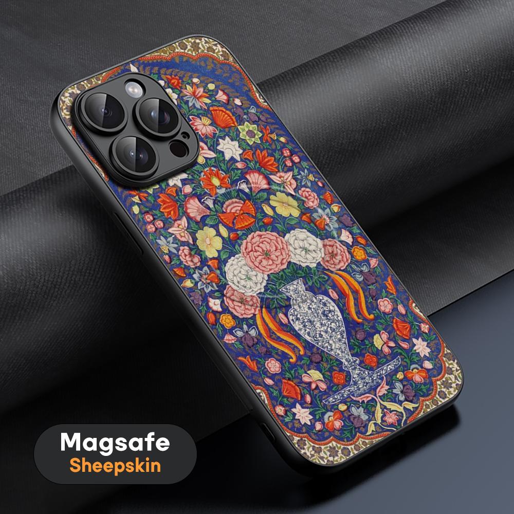 Persian rug floral art design ins Phone Case For iPhone 17 16 15 14 13 12 11 Plus Pro Max High-end Luxury Magsafe Sheepskin
