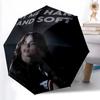 Singer Billie Eilish1 Print Automatic Umbrella, 8 Rib Iron Frame, Plastic Handle, Suitable for Outdoor Travel &Daily , Ideal Gift