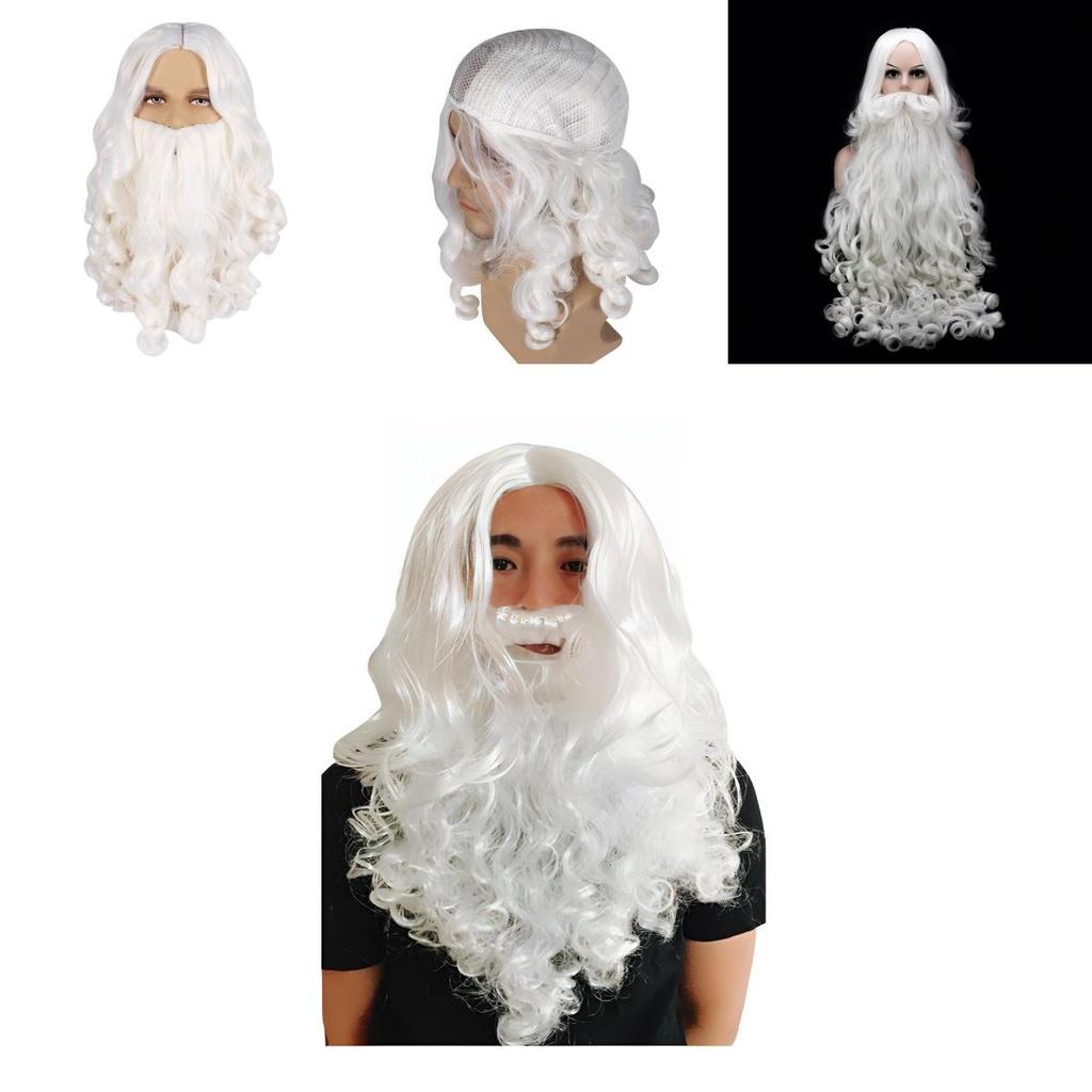 Christmas Santa Claus Beard Wig Adult Cosplay Costume Accessory High Quality Heat Resistant Synthetic Fiber